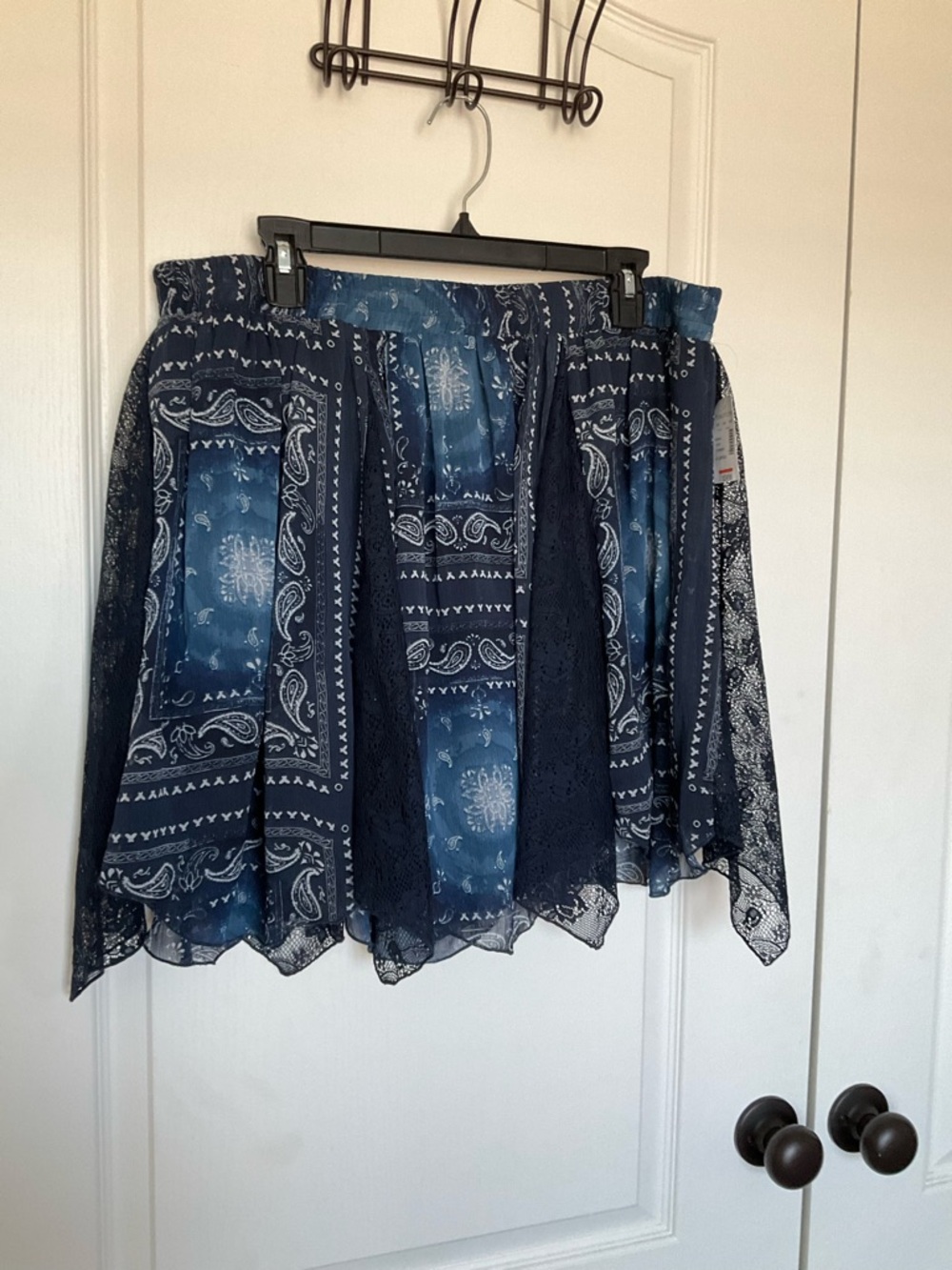 Maurices Navy Blue Bandana-Print Asymmetrical Skirt